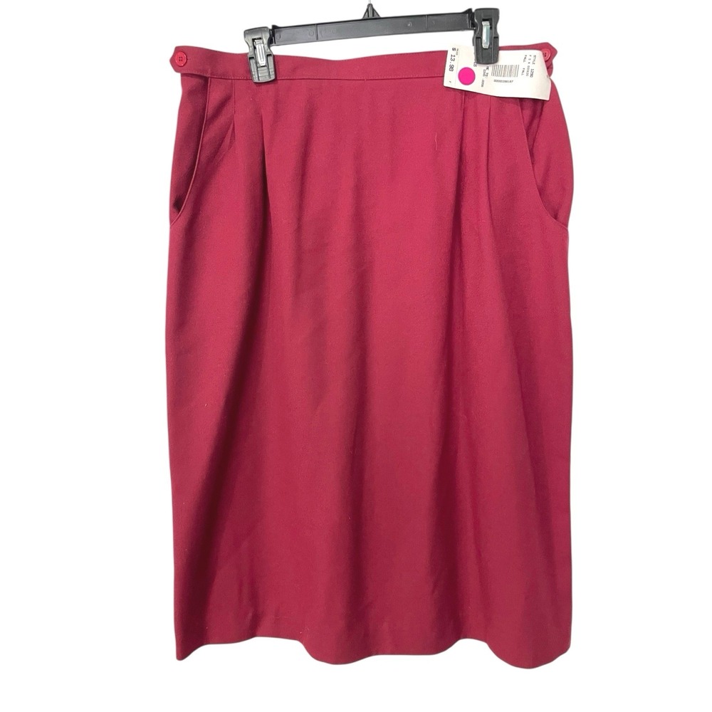New Vintage Southern Lady 18 Pink Midi Skirt Pleated Side Button Pocket Academia